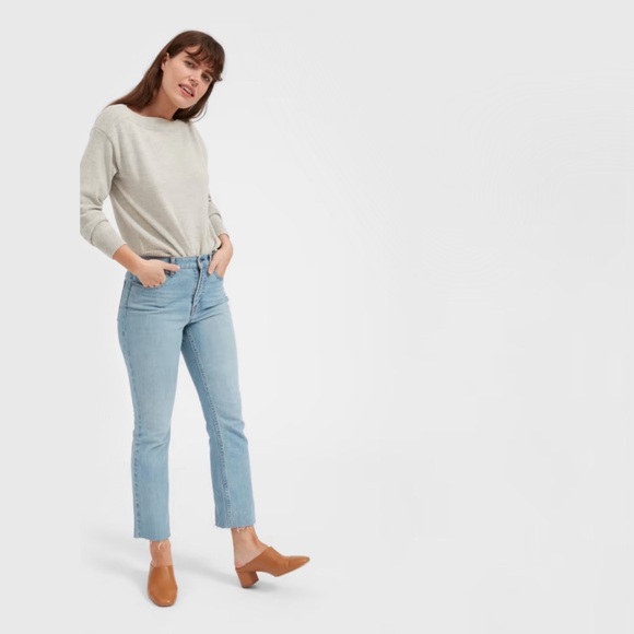 everlane  soft cotton boatneck pullover sweater in heathered grey, size small - Picture 6 of 7